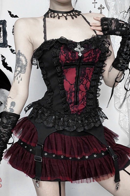 Black Swan Mesh Patch Mini Skirt