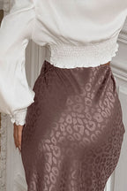 Floral Jacquard Leopard Print Midi Skirt