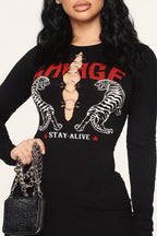 Letter Print High Waist Mini Dress