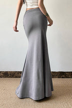 Grey Bodycon Mermaid Maxi Skirt