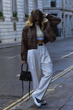 Brown Vintage Faux Leather Coat