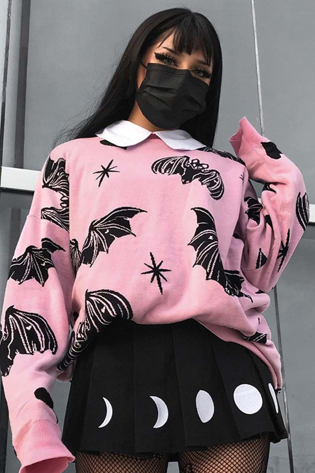 Sweet Dark Bat Sleeve Knit Sweater