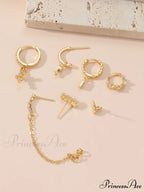 7pcs Cubic Zirconia Decor Earring
