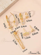 7pcs Cubic Zirconia Decor Earring