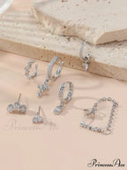 7pcs Cubic Zirconia Decor Earring