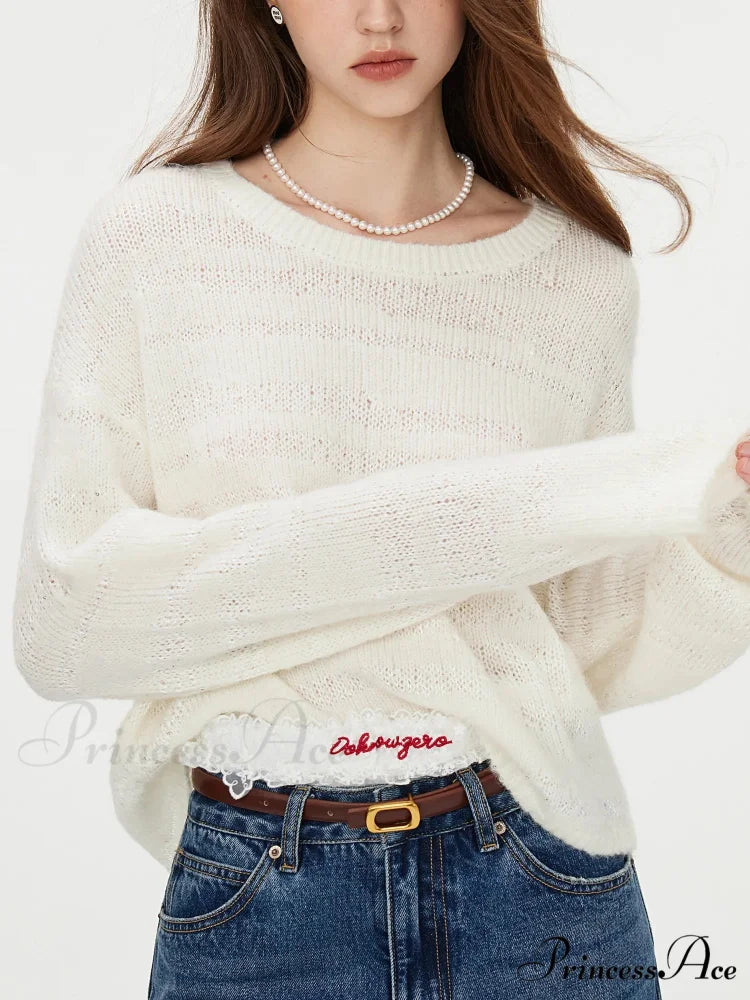 8.7% Wool Circular Neck Dropped Sleeve Pullover