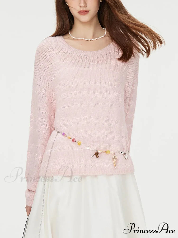 8.7% Wool Circular Neck Dropped Sleeve Pullover