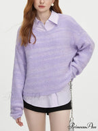 8.7% Wool Circular Neck Dropped Sleeve Pullover