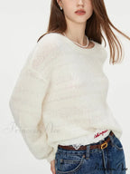 8.7% Wool Circular Neck Dropped Sleeve Pullover