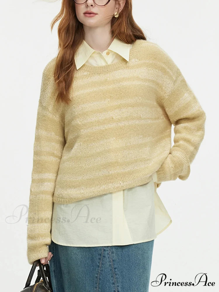 8.7% Wool Circular Neck Dropped Sleeve Pullover