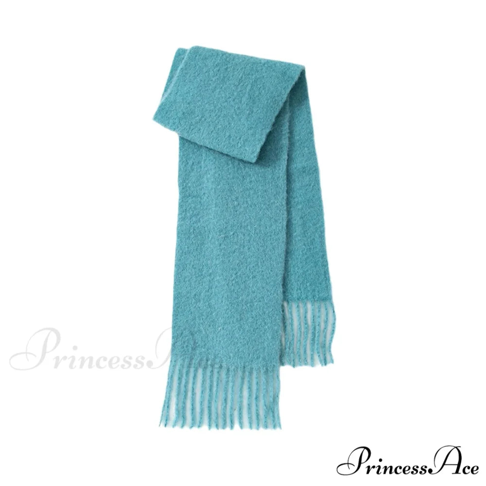 80% Wool Blend Solid Color Tassel Scarf for Women - Autumn Winter Collection