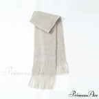 80% Wool Blend Solid Color Tassel Scarf for Women - Autumn Winter Collection