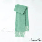 80% Wool Blend Solid Color Tassel Scarf for Women - Autumn Winter Collection