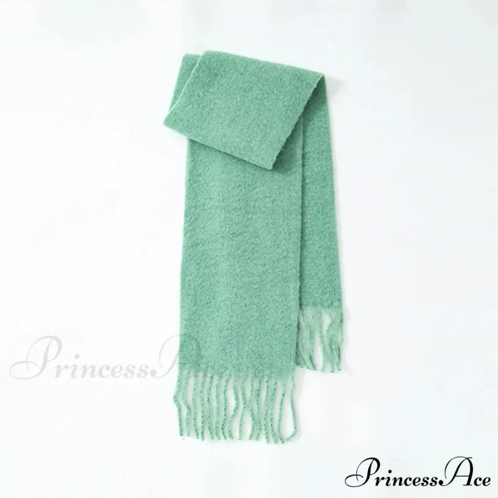 80% Wool Blend Solid Color Tassel Scarf for Women - Autumn Winter Collection