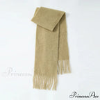 80% Wool Blend Solid Color Tassel Scarf for Women - Autumn Winter Collection
