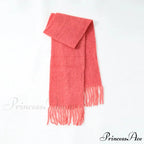 80% Wool Blend Solid Color Tassel Scarf for Women - Autumn Winter Collection