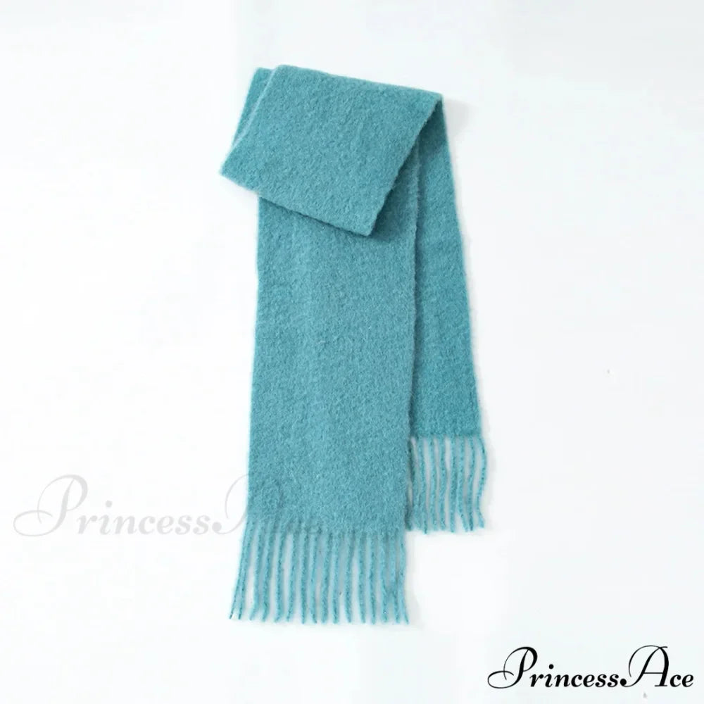 80% Wool Blend Solid Color Tassel Scarf for Women - Autumn Winter Collection