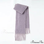 80% Wool Blend Solid Color Tassel Scarf for Women - Autumn Winter Collection