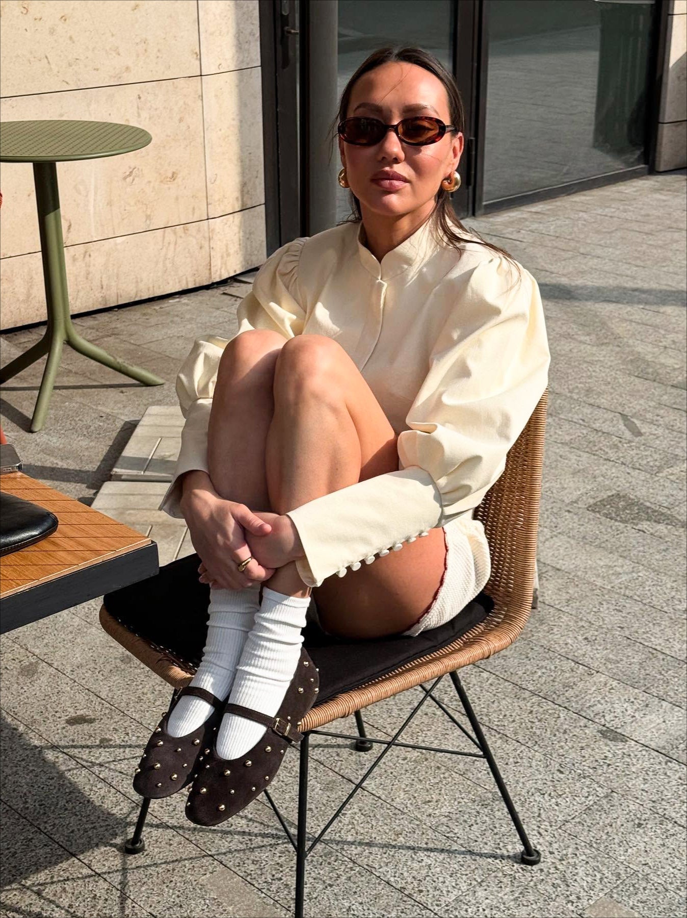 Stand Collar Puff Sleeve Blouse