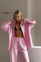 Cotton Loose Long Sleeve Blouse & Pants Set