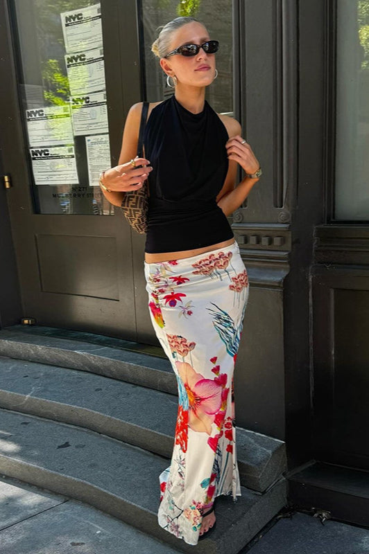 Digital Print High Waist Bodycon Skirt