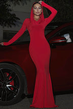 Stylish Hooded Long Sleeve Bodycon Dress