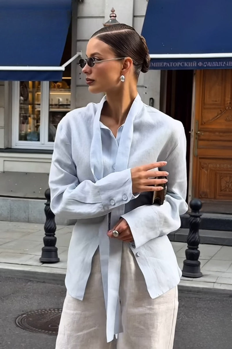 Vintage Cotton Tie Front Blouse