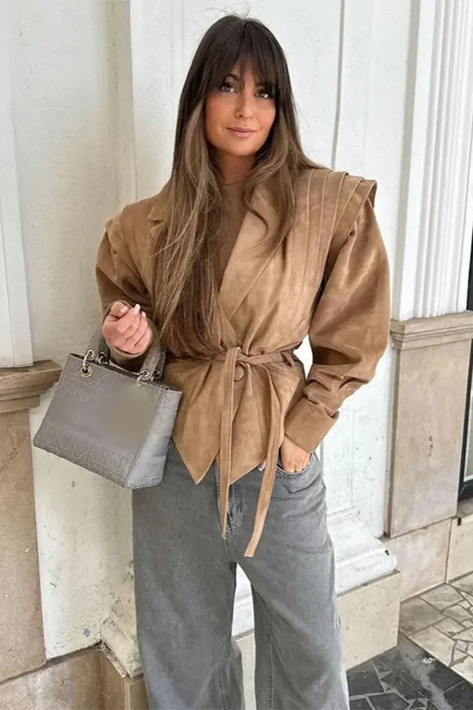 Trendy Tie Waist Short Coat