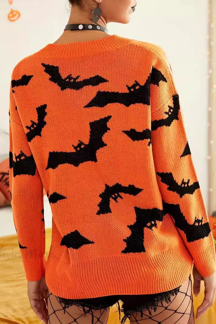 Halloween Jacquard Long Sleeve Sweater