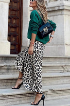 Casual Leopard Print Elastic A-Line Skirt