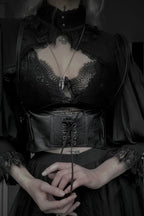 Gothic Lace Trim High Neck Knit Top