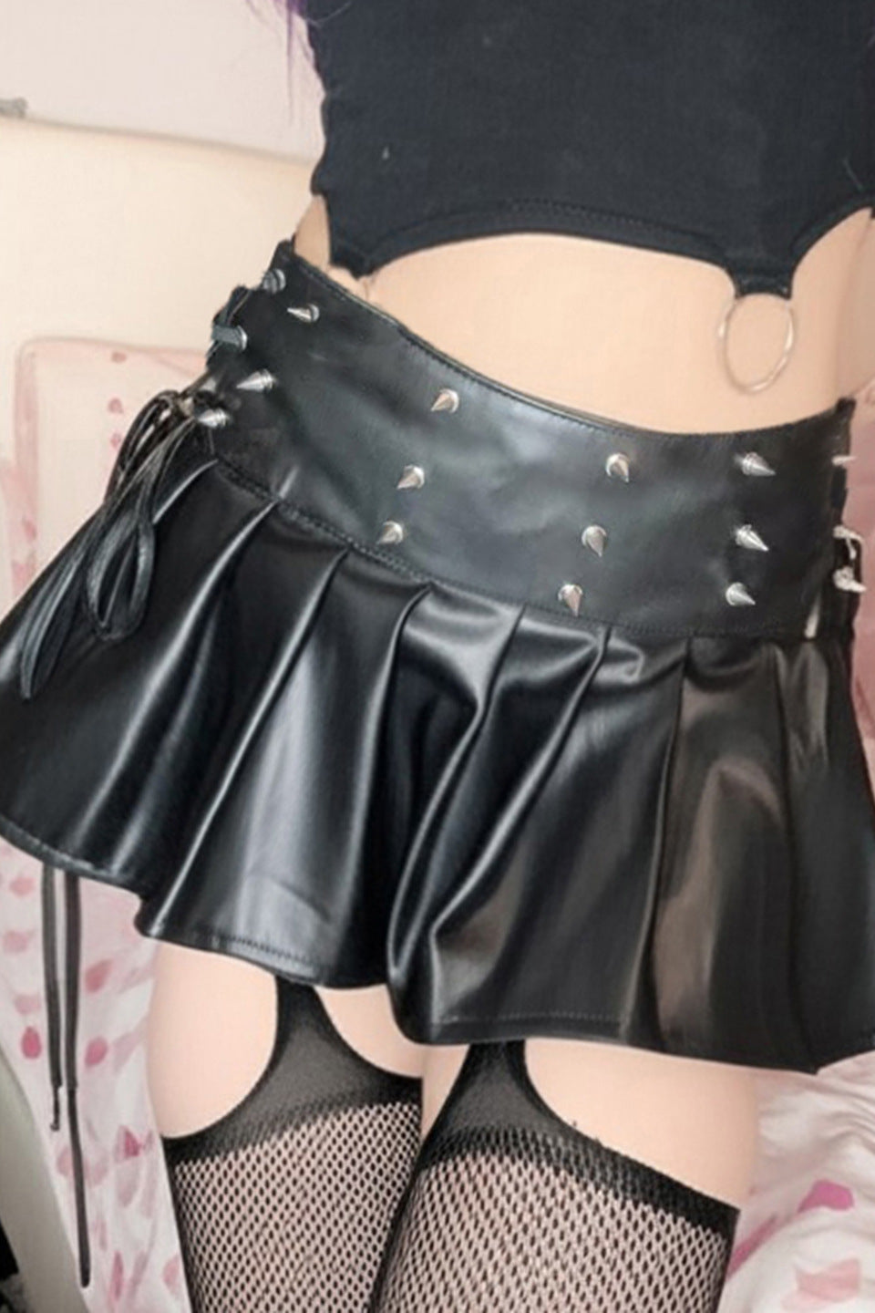 Punk Style Bow Patch Mini Skirt