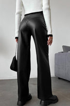 Leather Patchwork Casual Pants
