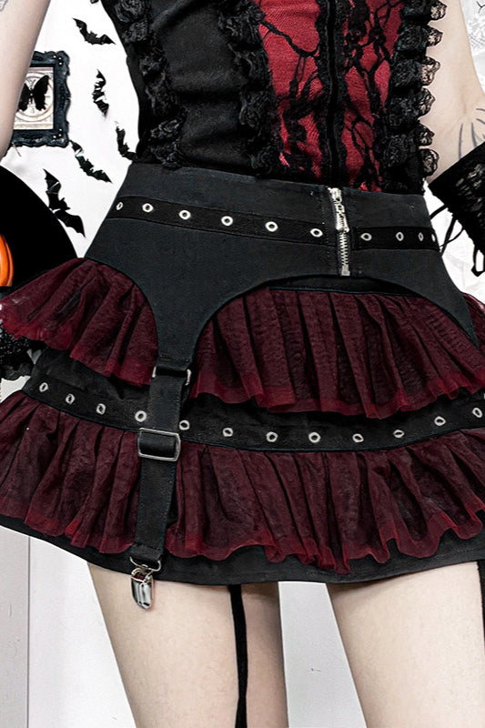 Black Swan Mesh Patch Mini Skirt