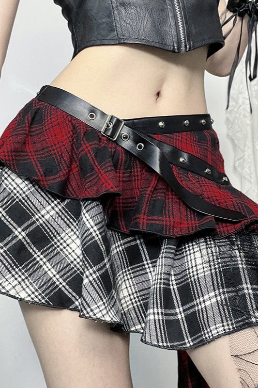 Asymmetrical Plaid Bodycon Skirt