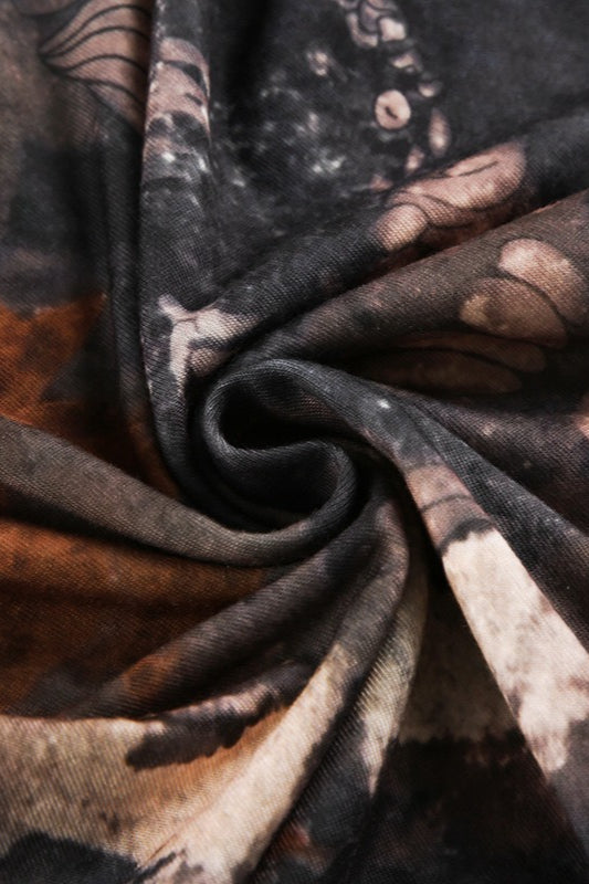 Floral Contrast Asymmetrical Mermaid Midi Skirt