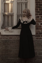 Vintage Lace Ruffle Dark Academia Maxi Dress