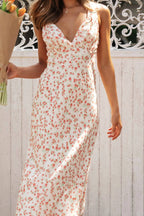Slip V Neck Backless Floral Dress