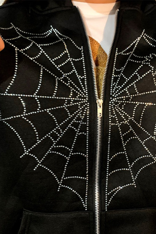 Gothic Spider Web Zip Up Hoodie