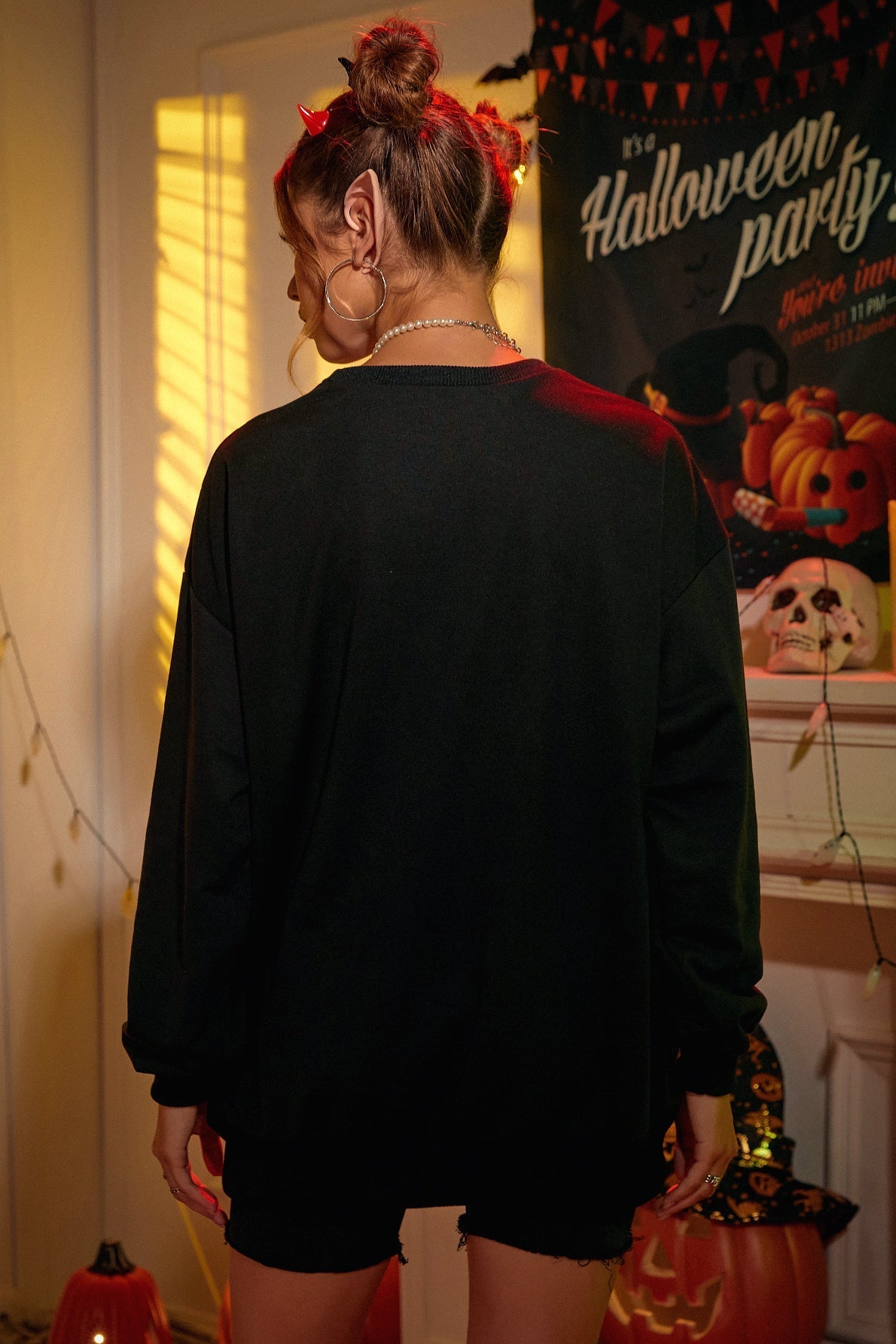 Halloween Graphic Print Hoodie