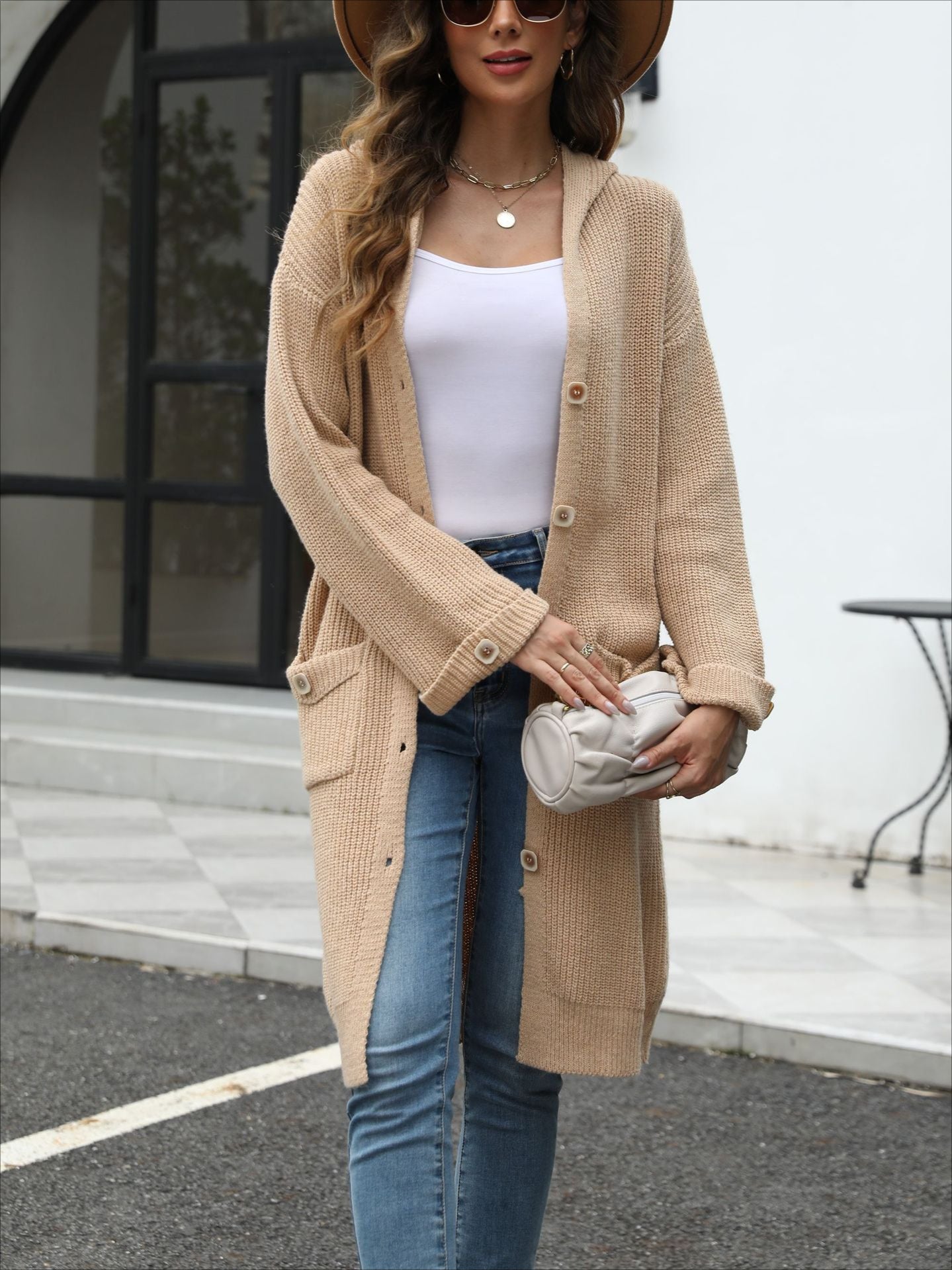 V-Neck Loose Knit Cardigan