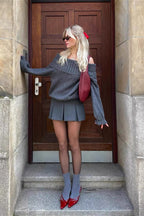 Vintage Off-Shoulder Fitted Long Sleeve Sweater