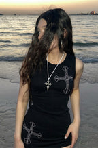 Sleeveless Sparkle Gothic Mini Dress