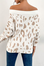 Leopard Batwing Sleeve Pullover Sweater