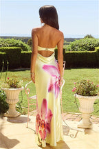 Strapless Backless Maxi Floral Dress