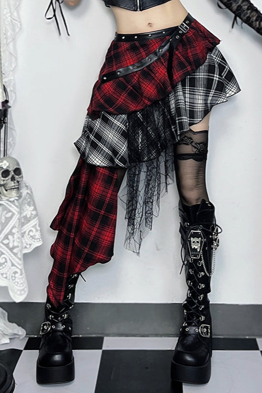Asymmetrical Plaid Bodycon Skirt