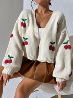 Embroidered Open Front Cardigan