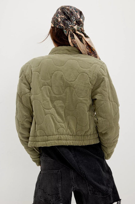 Vintage Urban Casual Quilted Stand-Collar Coat