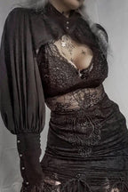 Gothic Lace Trim High Neck Knit Top