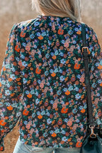 Floral V-Neck Ruffled Sleeve Blouse